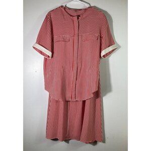 Womens Vintage SK‎ & Company 2 Piece Skirt Set Candy Stripe Red White 12